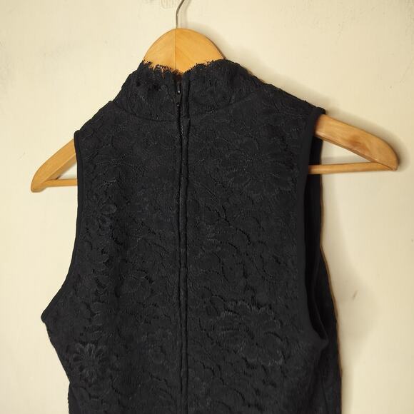 Tadashi Black Lace Sleeveless Top Silk Trim Surplice - Picture 8 of 11
